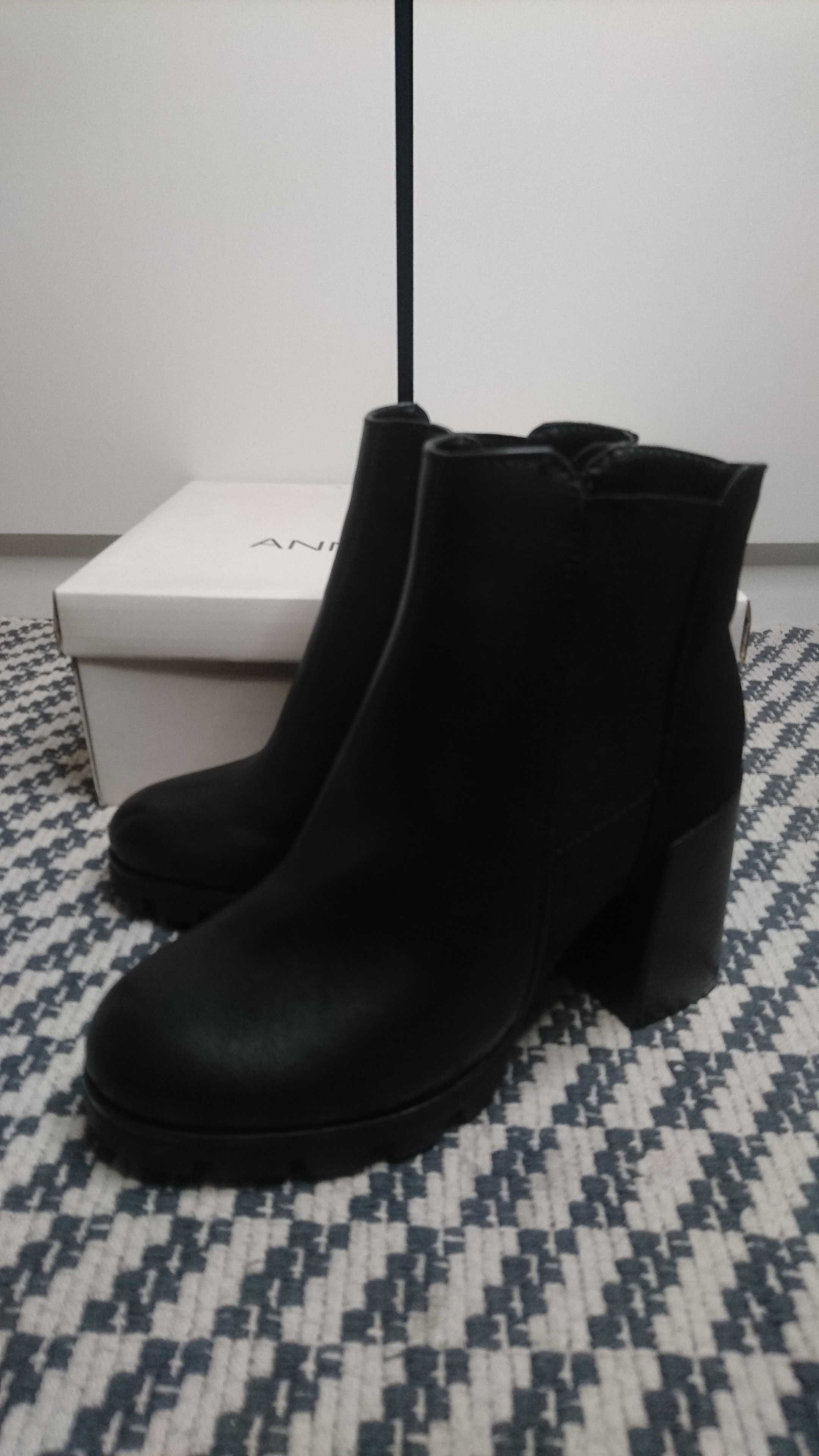 Buty Anna Field Bolt Black Cat Heel Boot Chelsea Platform Botki R.36