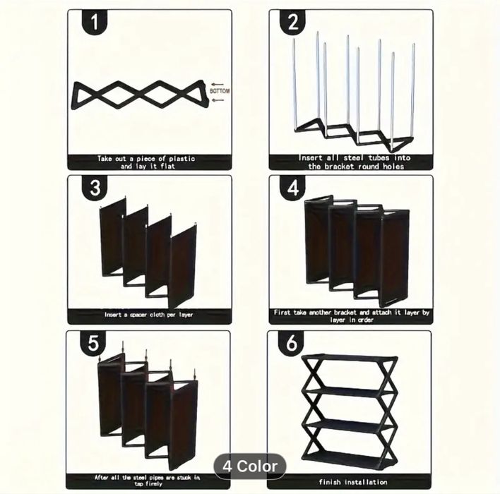 Estante dobrável de 4 níveis para sapatos