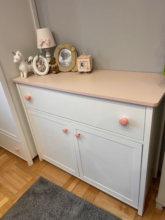 Komoda Luna dziewczęca dziecięca biało różowa