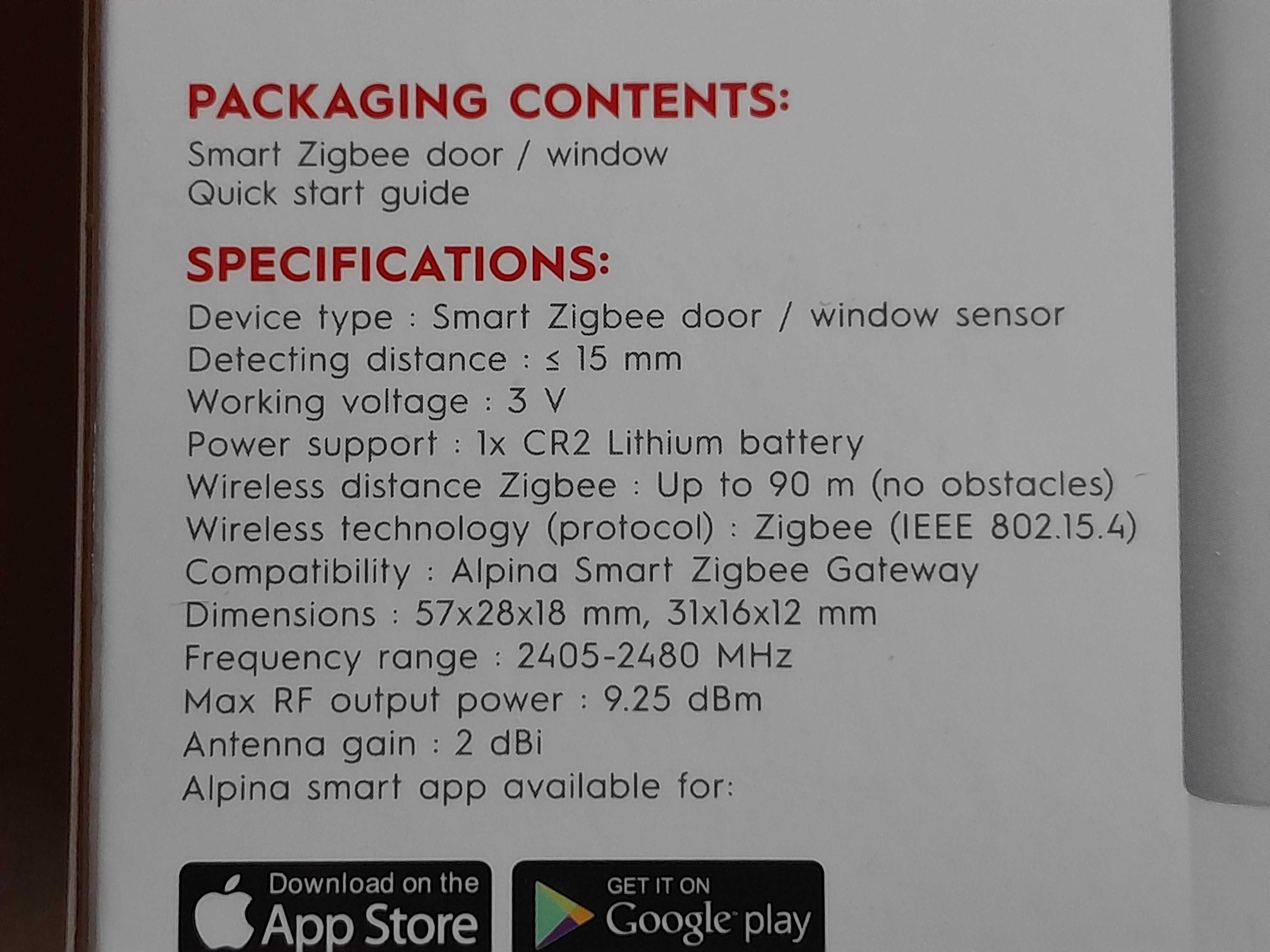 Alpina Smart Home Zigbee inteligentny czujnik drzwi okna nowy outlet