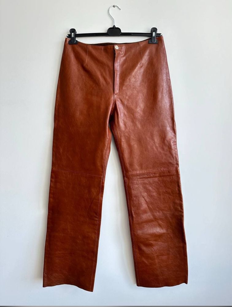 шкіряні штани Our Legacy Fw2022 Cognac Brown Cow Leather Biker Trouser