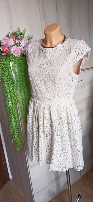 Sg Piękna jasna koronkowa sukienka 36 , 38 S H&M sukienka damska 36 ,