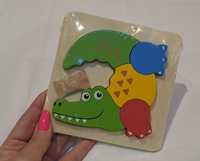 Drewniane Kolorowe Puzzle 2D krokodyl Playtive