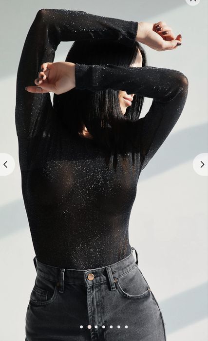 Блискучий напівпрозорий боді bershka