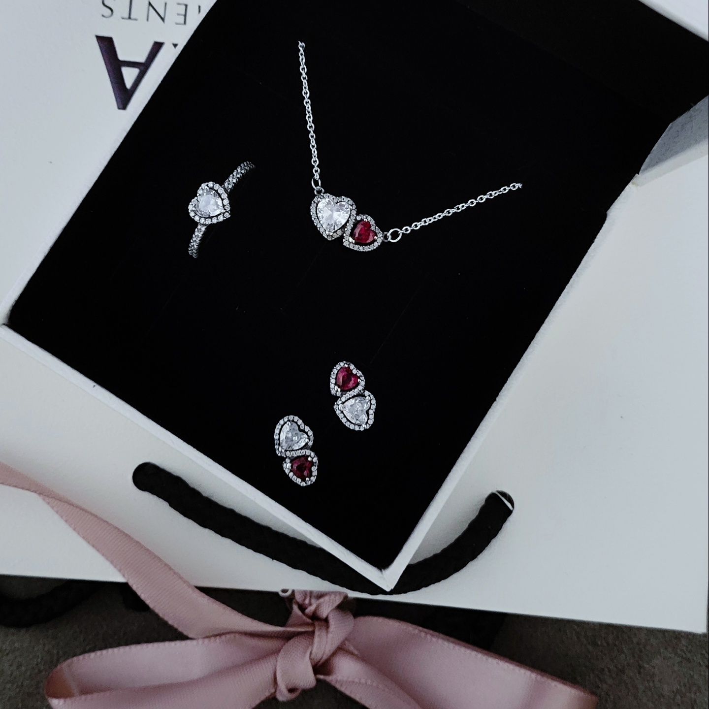 Пандора сережки каблучка підвіска Pandora сердечка