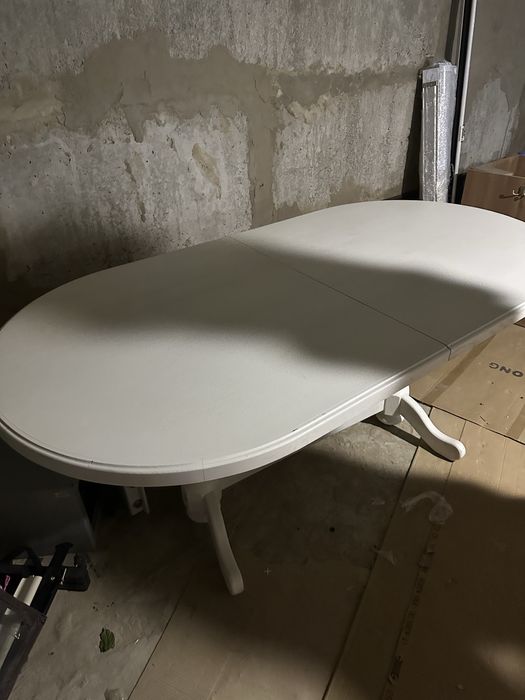 Стіл кухонний білий деревяний розкладний