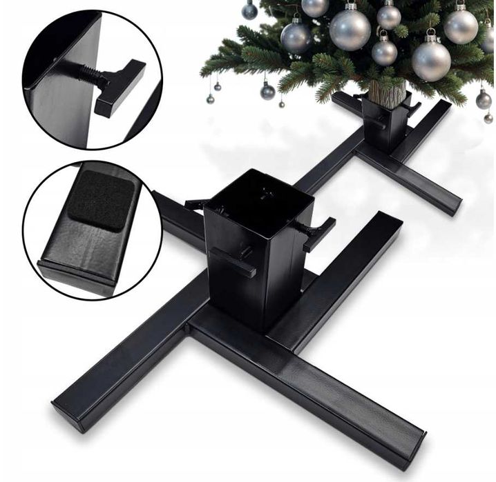 stojak na pod żywą choinkę loft czarny z misą na wodę metalowy do250cm