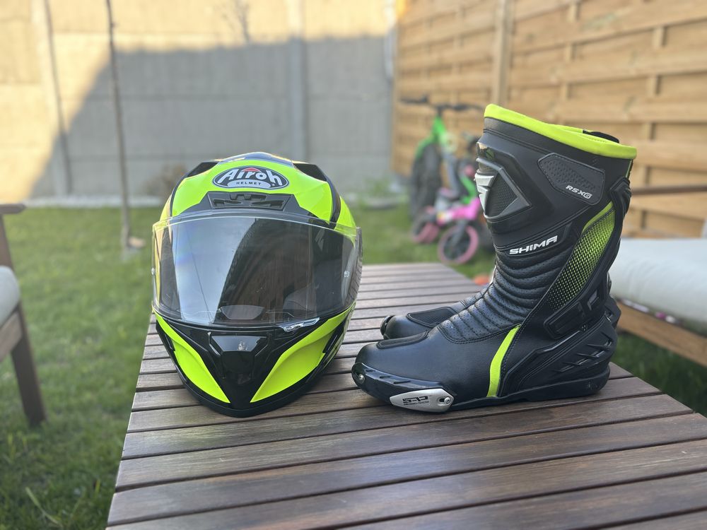 kask i buty motocykolwe shima