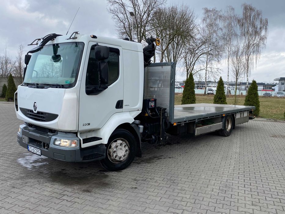 Renault Midlum 220 platforma + dźwig Hiab 077 Duo, 80 tys km