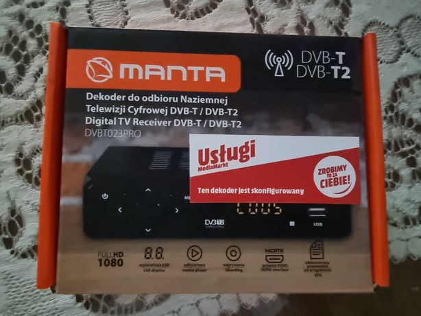 Dekoder Manta skonfigurowany pod sygnał DVBT 1 i 2