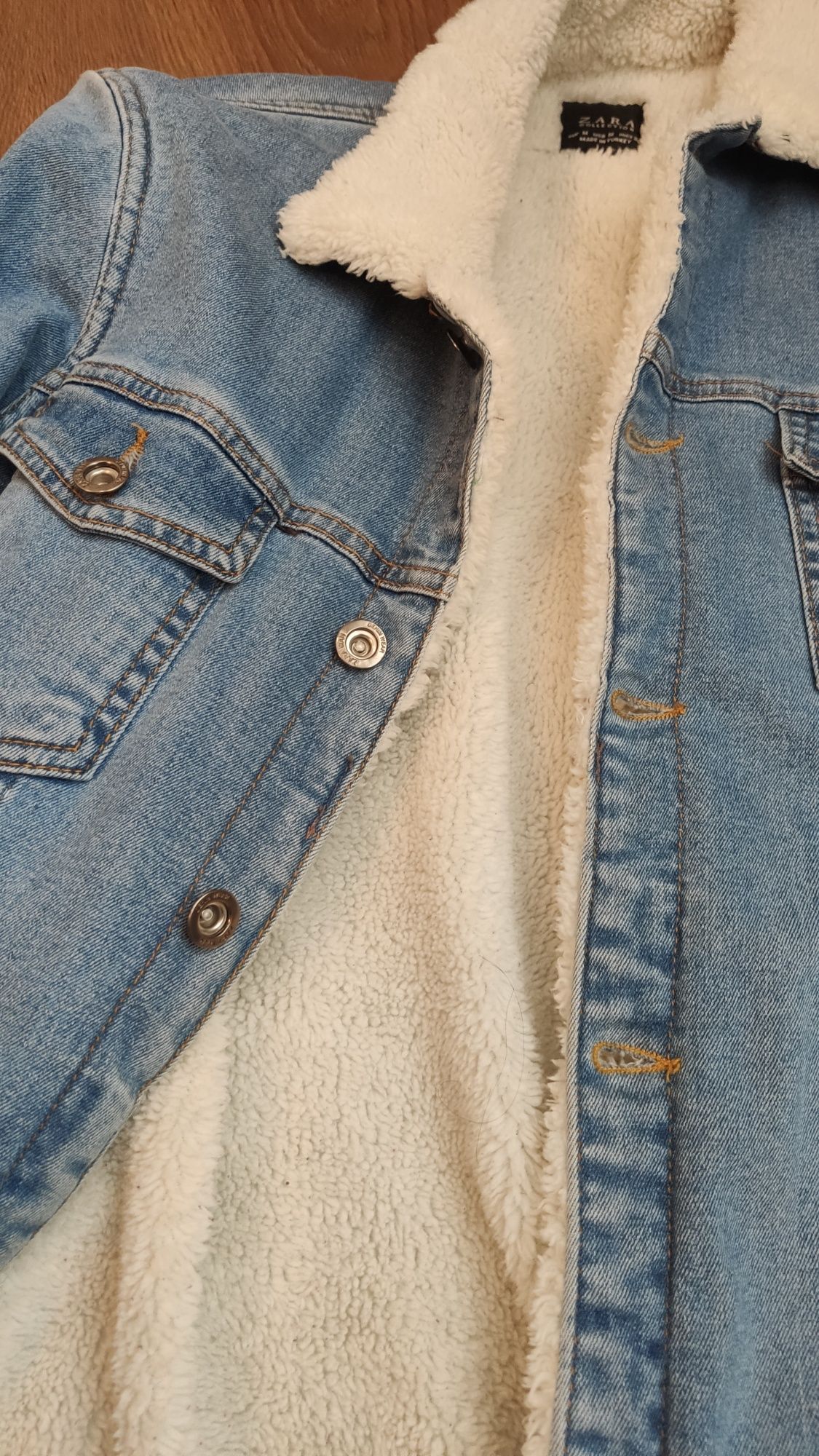Zara джинсова куртка на штучному хутрі