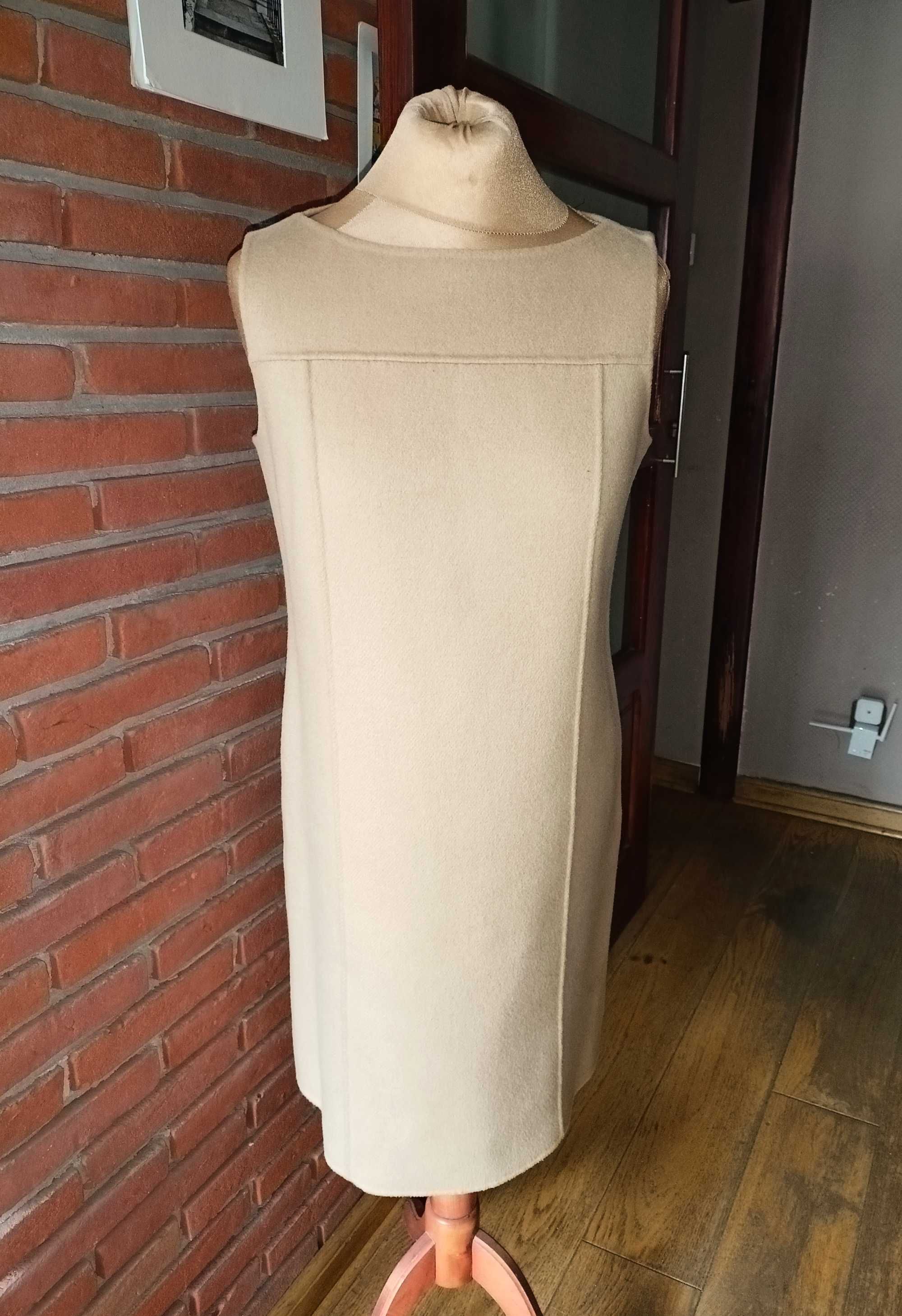 Max Mara kobieca tweedowa sukienka camel 34