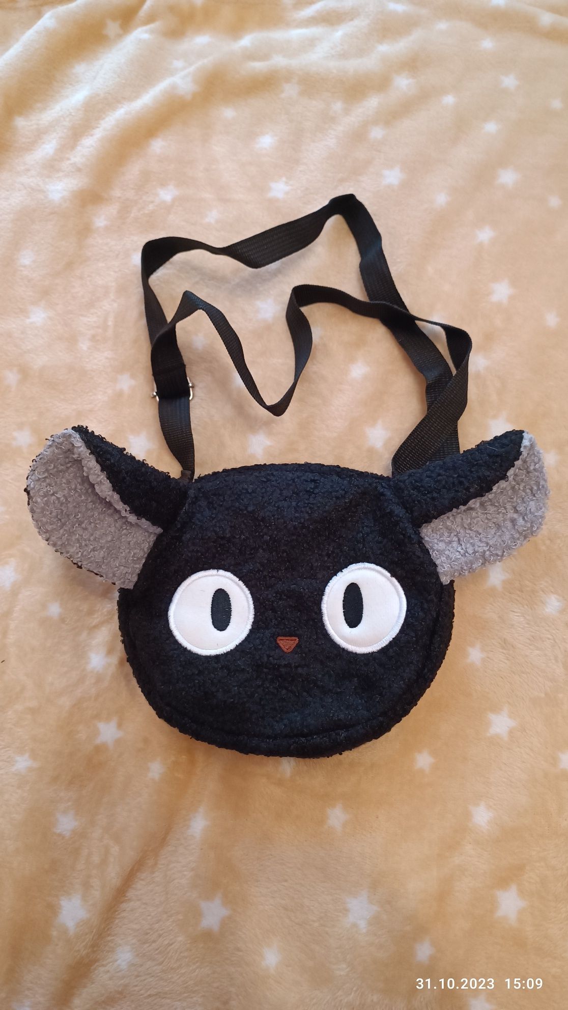 Чорний котик плюшевий сумочка
