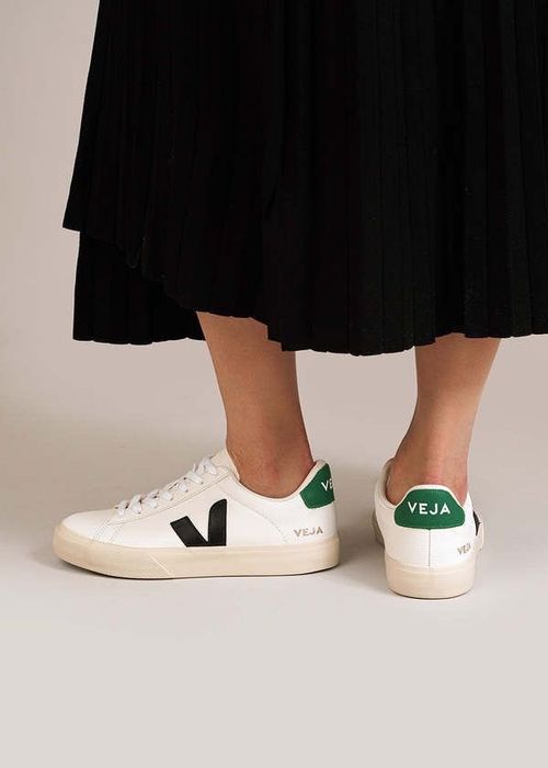Veja Campo Chromefree Leather Sneaker White Green Black, 36