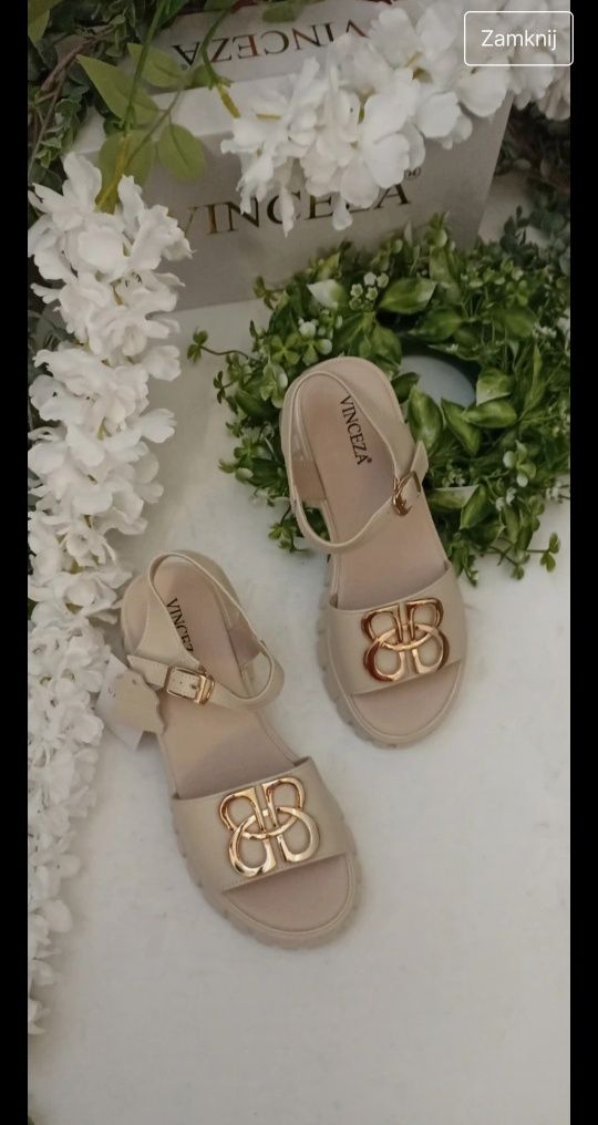 Piękne skórzane sandały damskie