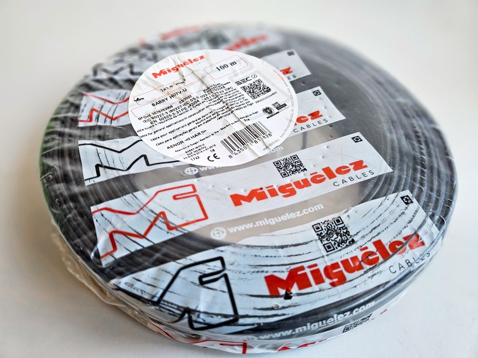 Cabo elétrico H07V-U 1x1,5mm² PT – aprox 90 m – Miguelez – novo/aberto