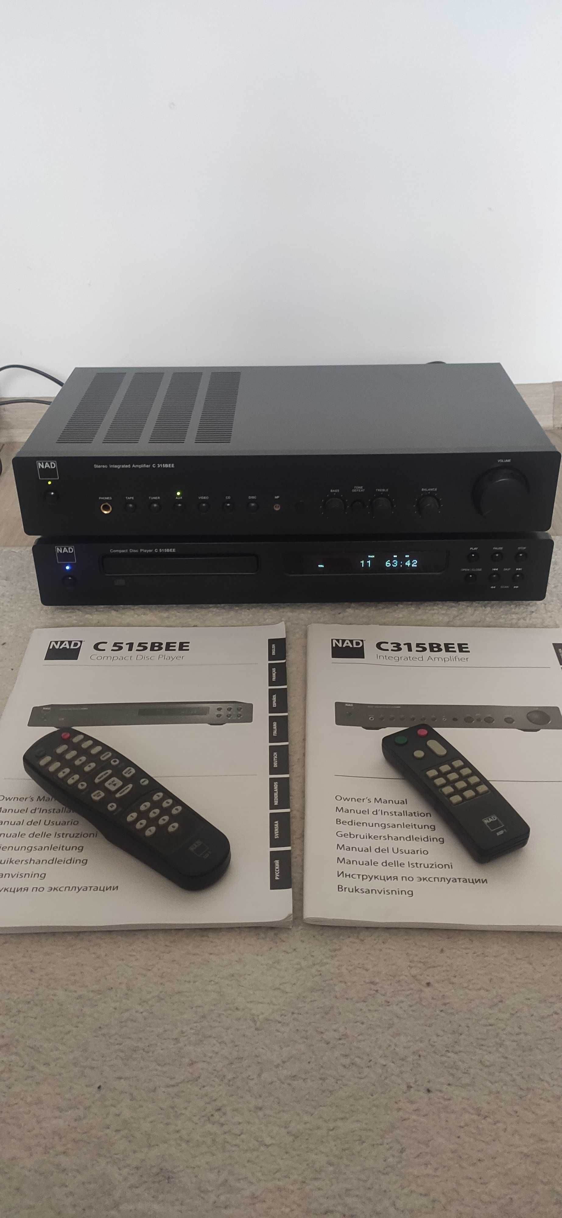 Wzmaczniacz NAD C315BEE Odtwarzacz Cd NAD C515BEE