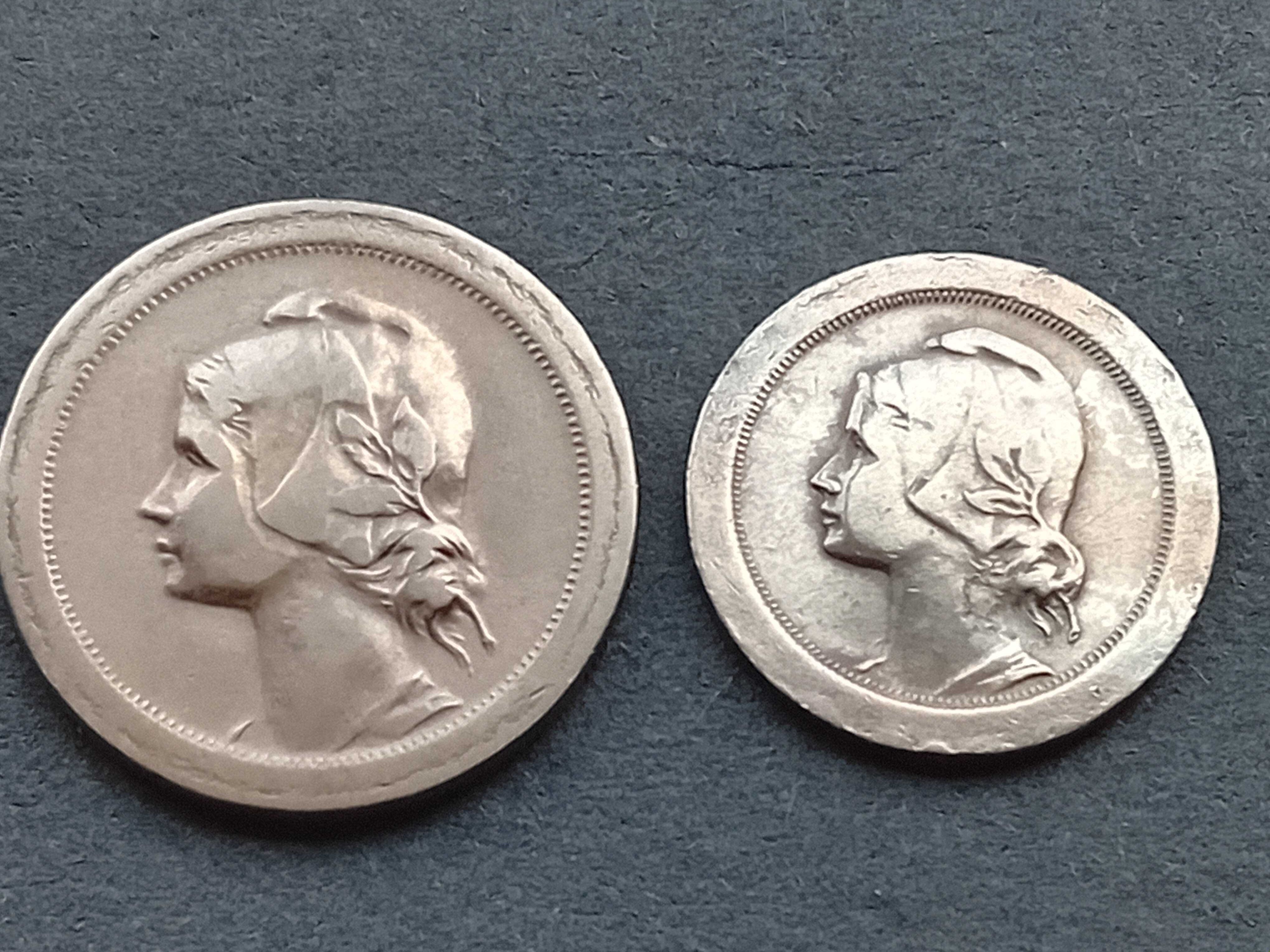 2 moedas de $10 e $20 centavos de 1920 bem conservadas raras