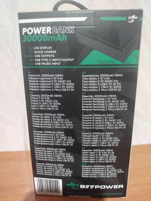 BeePower Power Bank BP-30PD 30000mAh 22.5W PD USBC