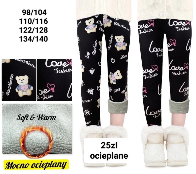 Legginsy ocieplane misie sowy live krata koń 98-158