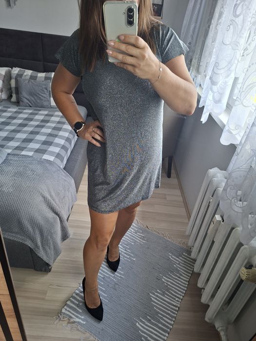 Blyszczaca sukienka jakby brokatowa Blue Vanilla S M L