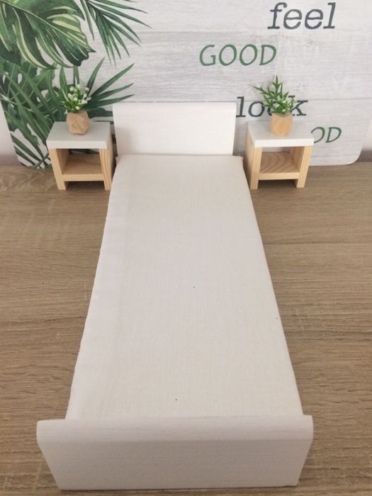 Łóżko pojedyńcze MIKI  dla lalek Mebelki drewniane Domek