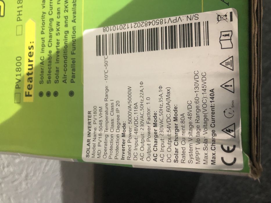 Інвертор Must PV-1800-VHM 5kvt 48v