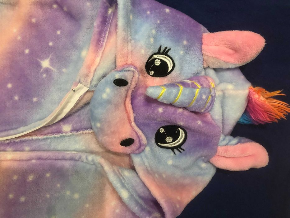 Детская пижама теплая Кигуруми Единорог мальчику девочке 7-11 лет