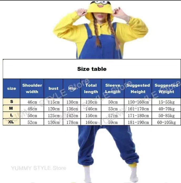 Кигуруми для взрослых Миньон на флисе XL 50-52