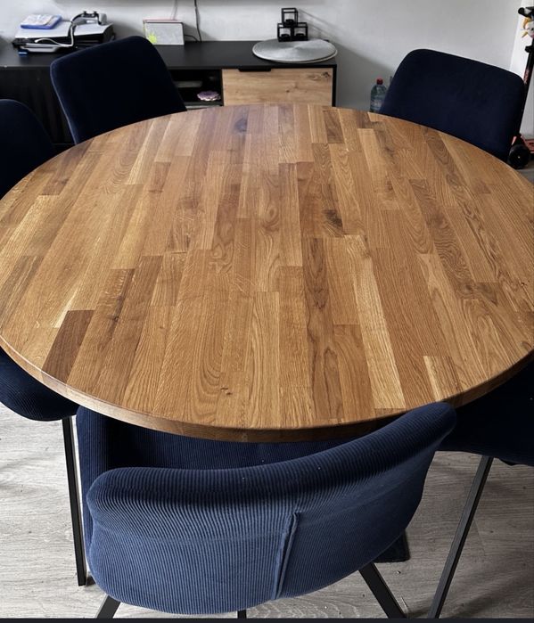 Stół dąb metal 5 krzesel