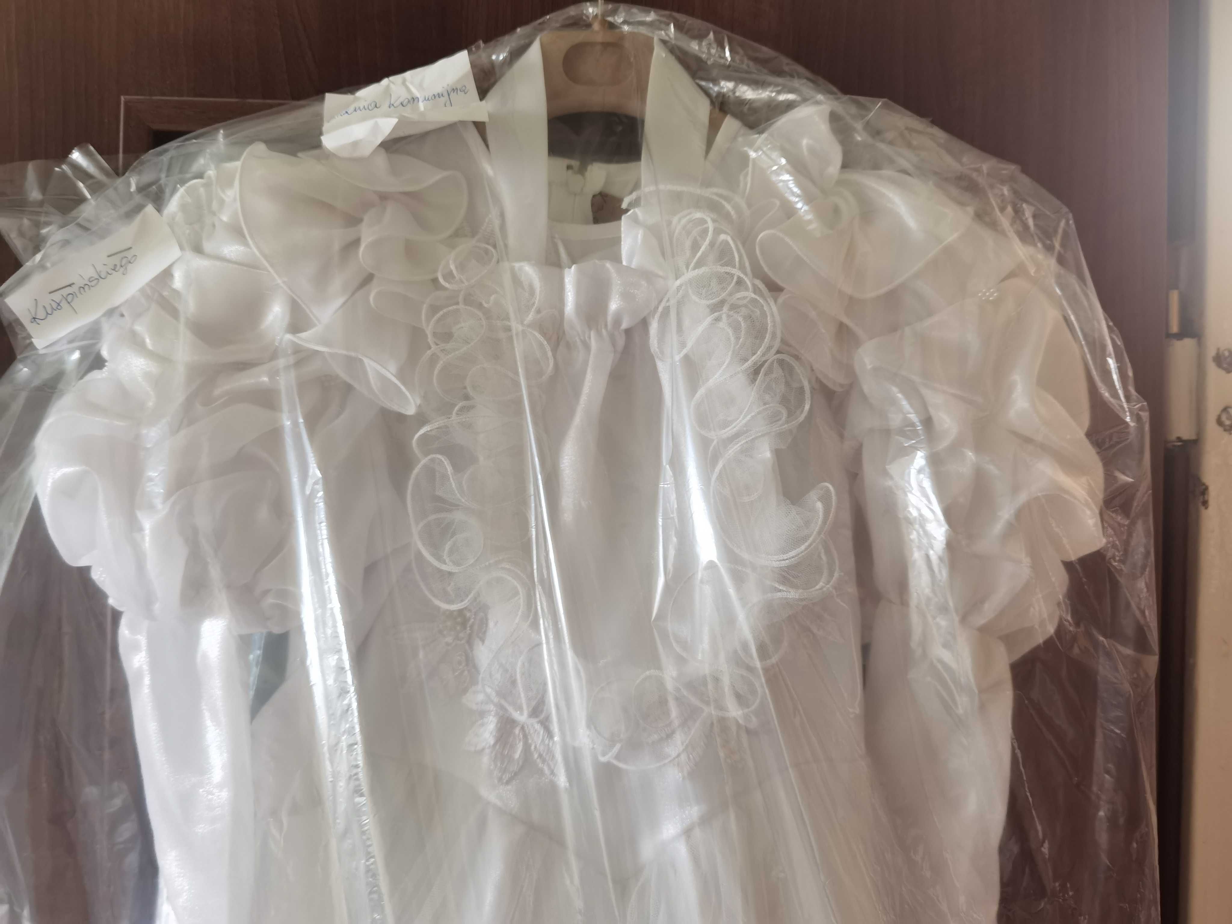 Biała Sukienka komunijna/weselna dla dziewczynki - wyprana :)