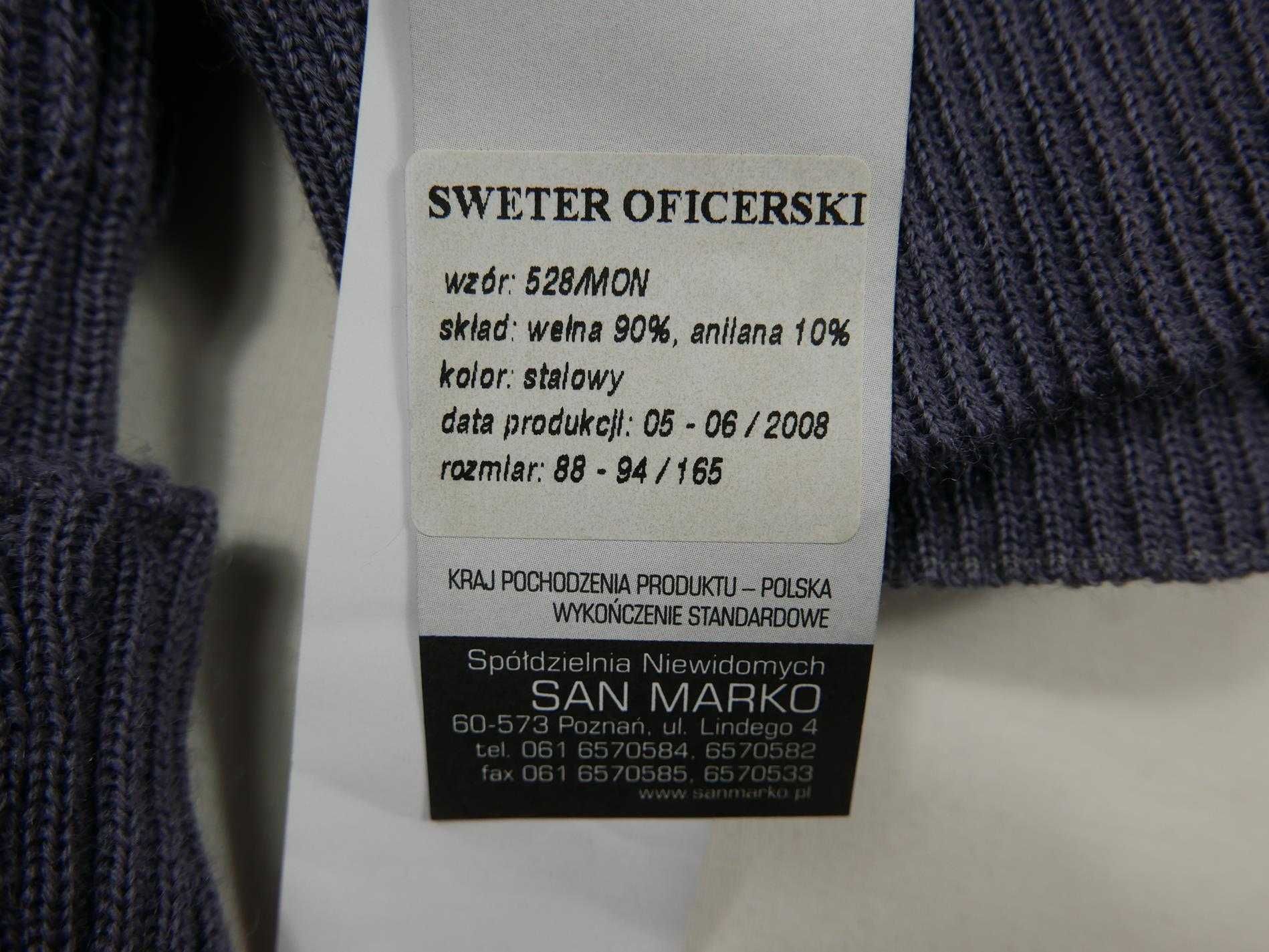 Sweter Oficerski Sił Powietrznych 528/MON Wełna 88-94/165 NOWY