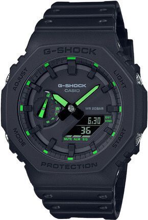 Casio G-Shock GA-2100-1 Чорні Зелені Сині Прозорі Годинник Касіо