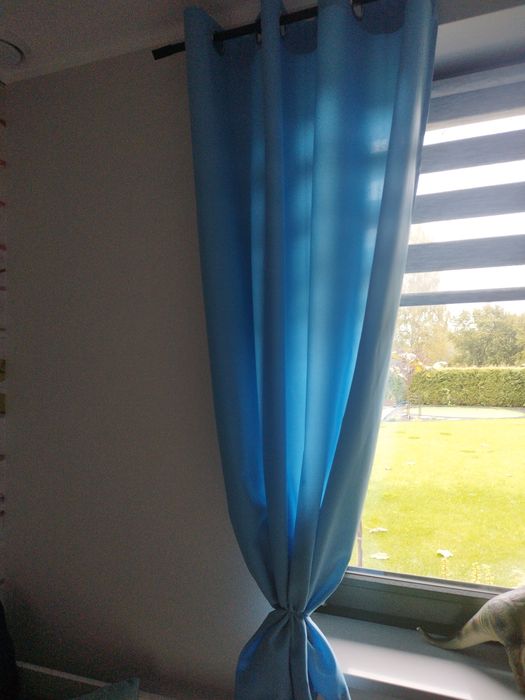 Zasłony 2 szt na przelotkach niebieskie 145x160