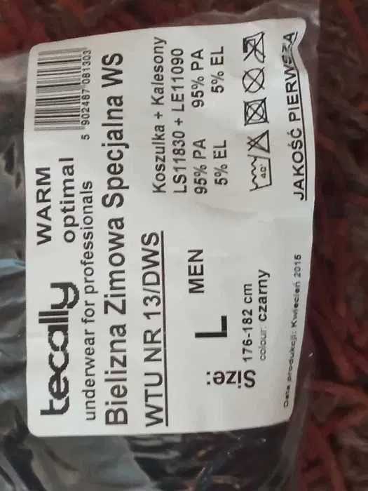 Męska zimowa termoaktywna bielizna  specjalna WS, czarna, rozm. L