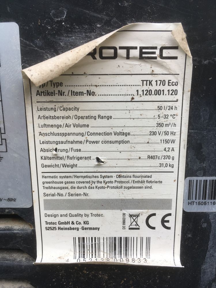 Trotec TTK 170 Eco osuszacz