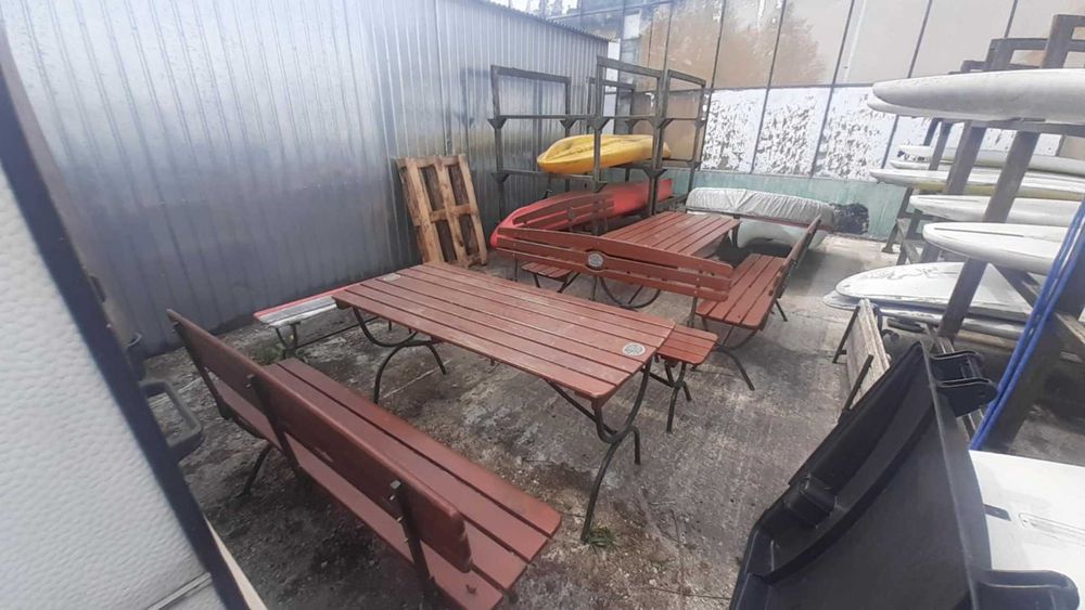 stoły ławki 2 komplety składane meble na taras do ogrodu ogródka