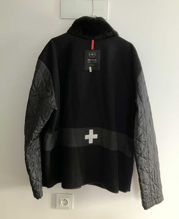 Strellson Swiss Cross wełniana czarna polarowa kurtka