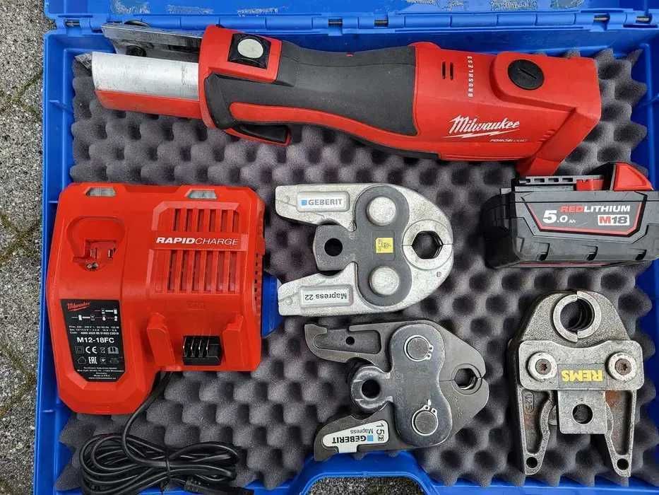 Zaciskarka Milwaukee BLHP6T + Szczęki M15 M22 U25 + Aku 5Ah Ładna!!