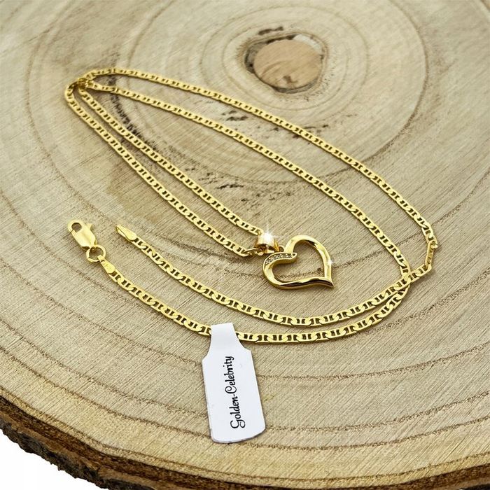 Prezent Na Komunię Dla Dziewczynki Piękny Złoty Naszyjnik Serce + Dedy