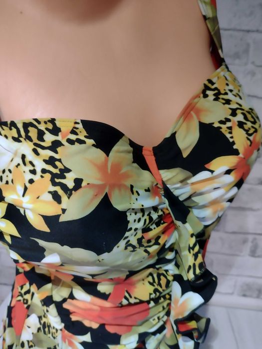 kostium kąpielowy zakryty brzuch tankini 4XL / E marszczenia falbanka