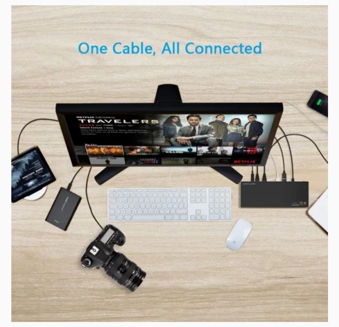 Wavlink Universal USB-C Ultra 5K Docking Station com saídas de vídeo d