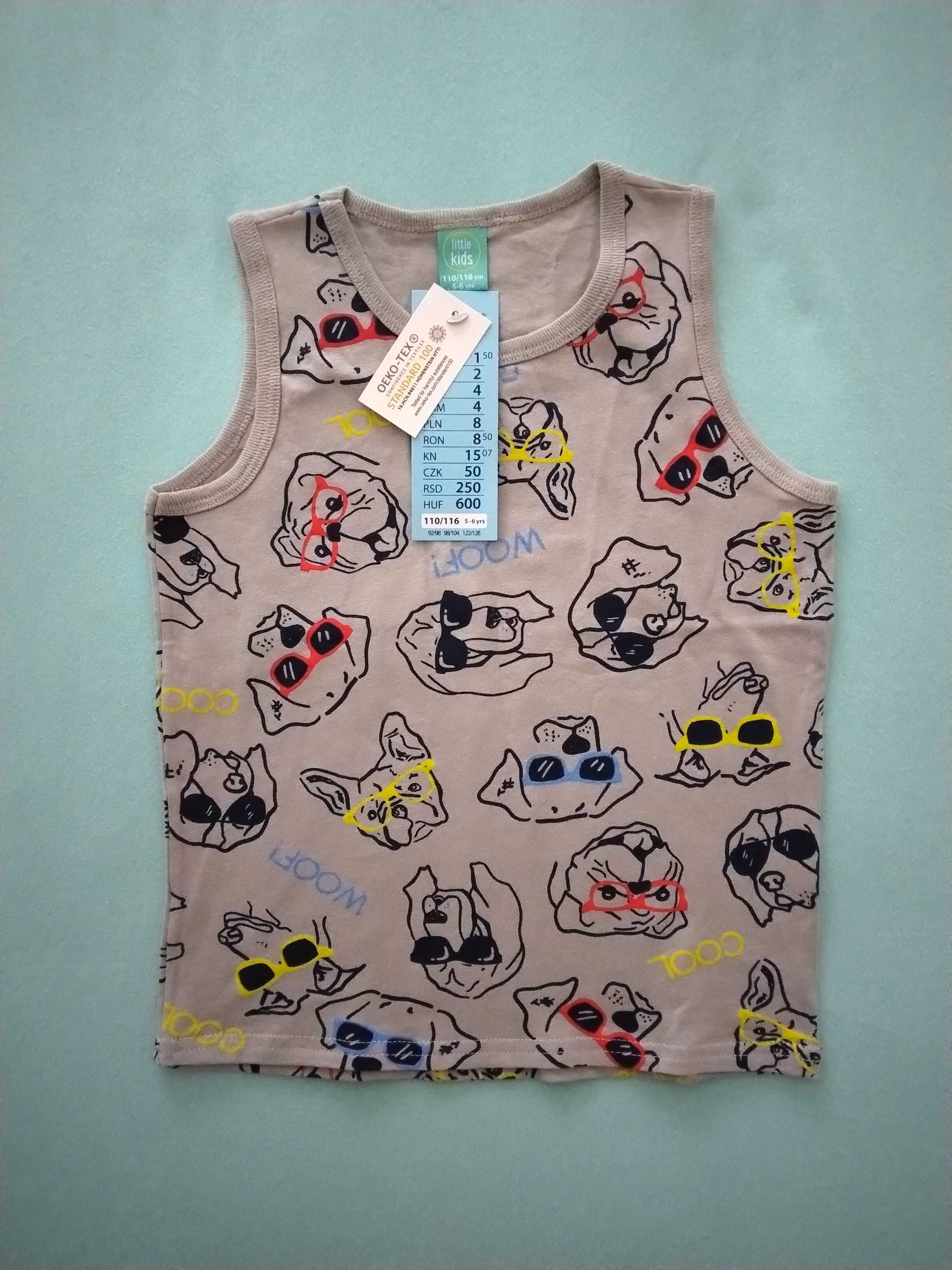 Zestaw ubrań dla chłopca, koszula, podkoszulek, majtki, r. 110, nowe