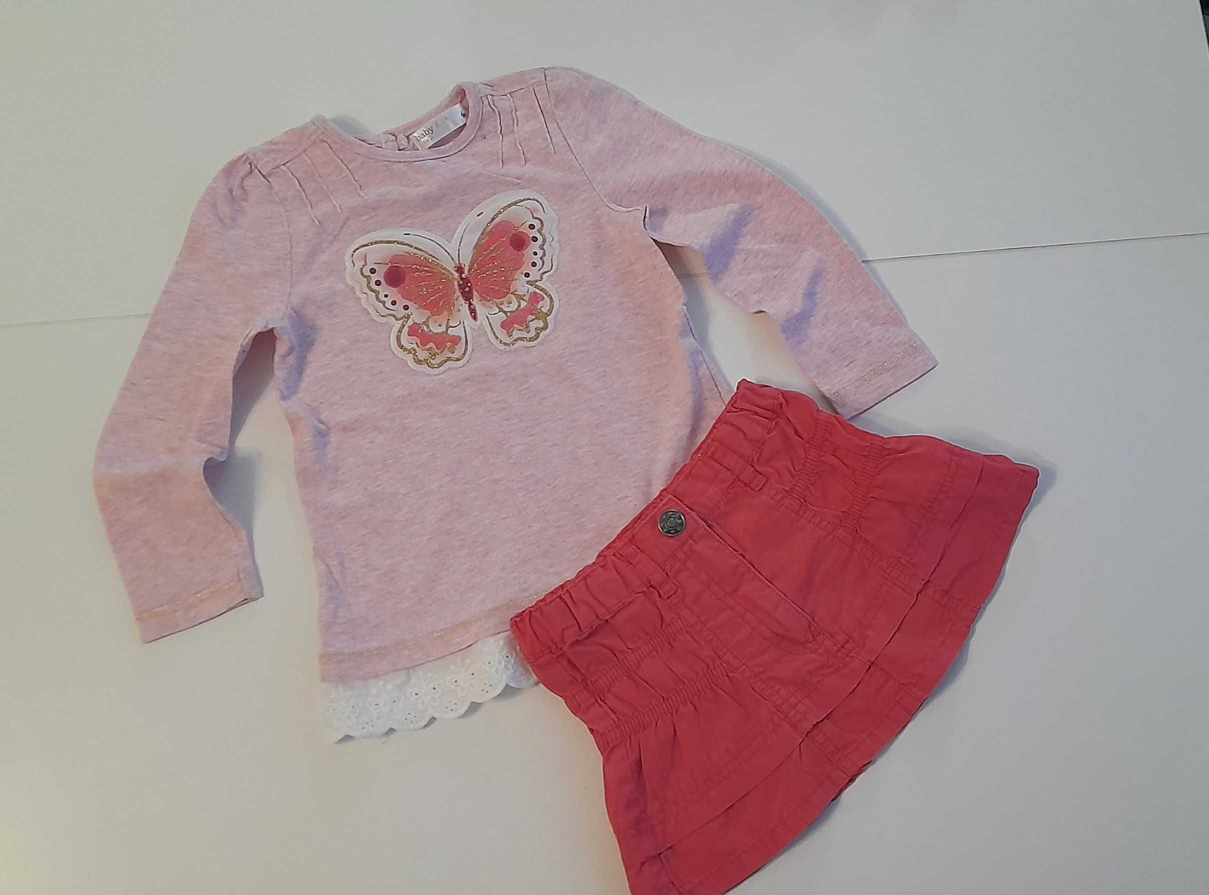 Baby M&Co bluzeczka motyl + spódniczka r. 86/92