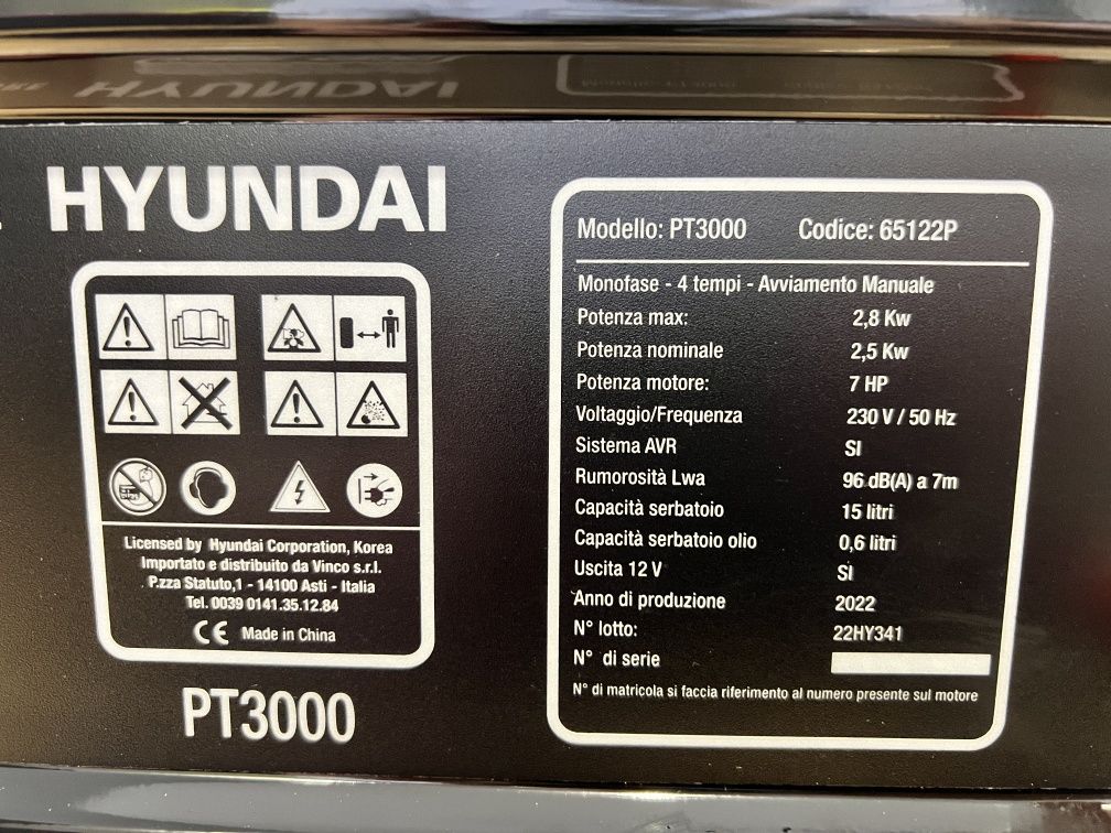 Бензиновий генератор Hyundai PT3000 2.8Kw мідна обводка
