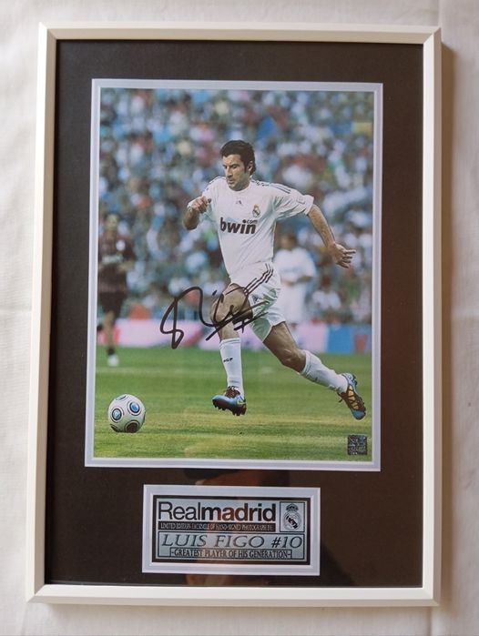 Moldura Real Madrid Figo com Autógrafo (A4)