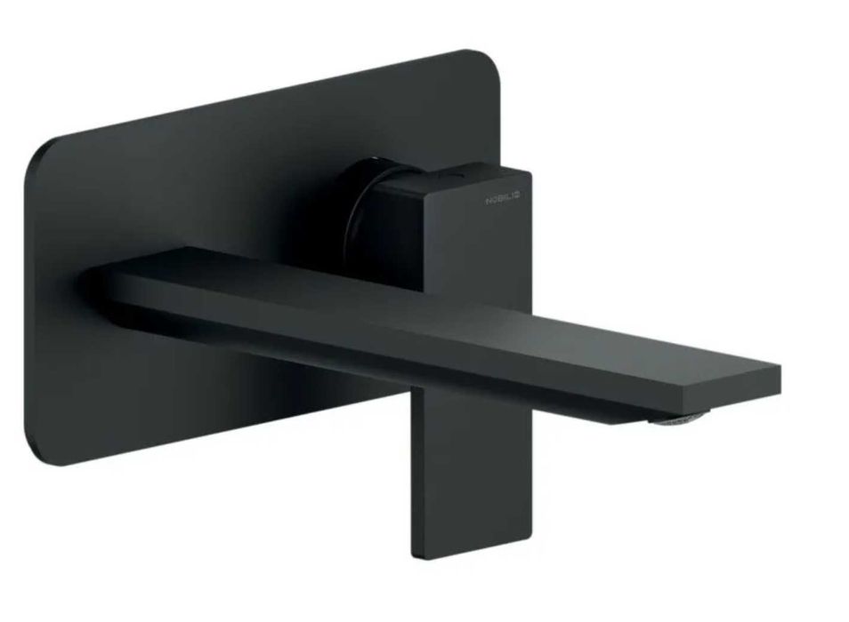 Nobili Seven Bateria umywalkowa ścienna z długą wylewką - czarny mat