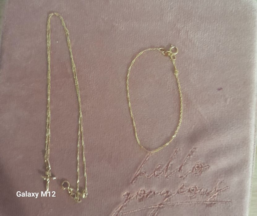 Komplet zestaw złoty łańcuszek i bransoletka