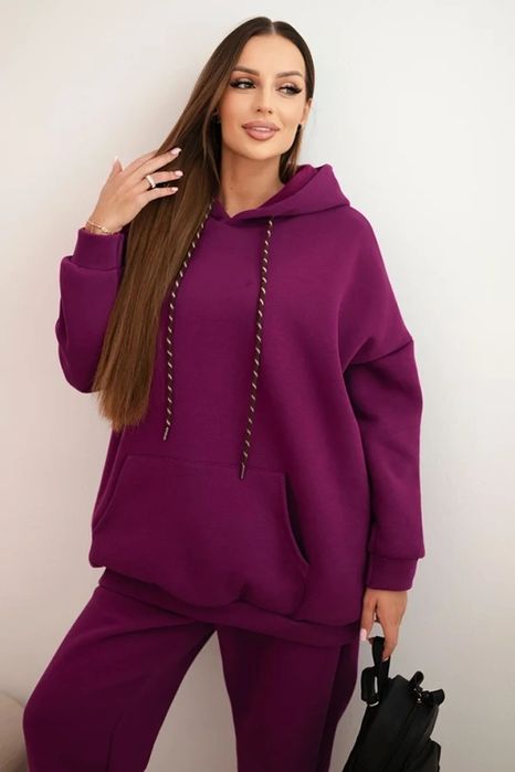 Dres damski Basic komplet bawełna śliwka nowość