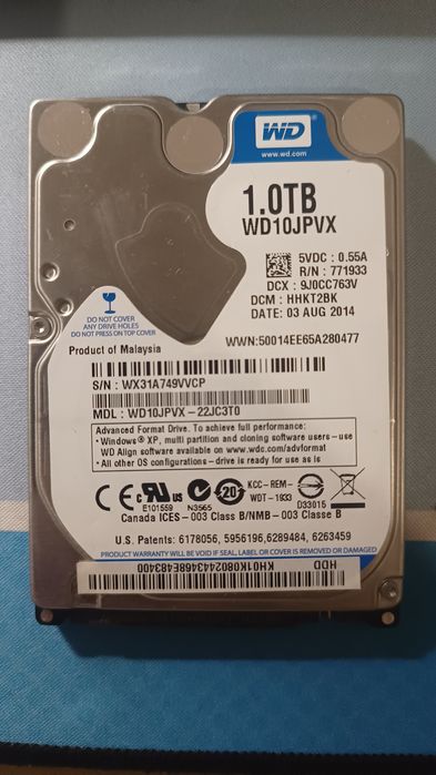 Dysk twardy Western Digital Blue WD10JPVX 1TB HDD SATA III 2,5" slim
